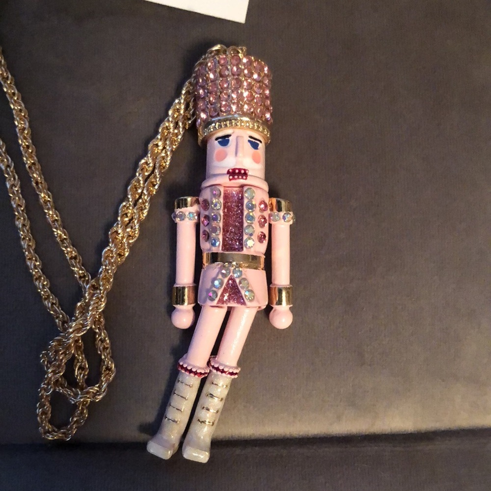 NWT Sparkly Rhinestone Betsey Johnson Pink Nutcracker Necklace - Picture 13 of 14